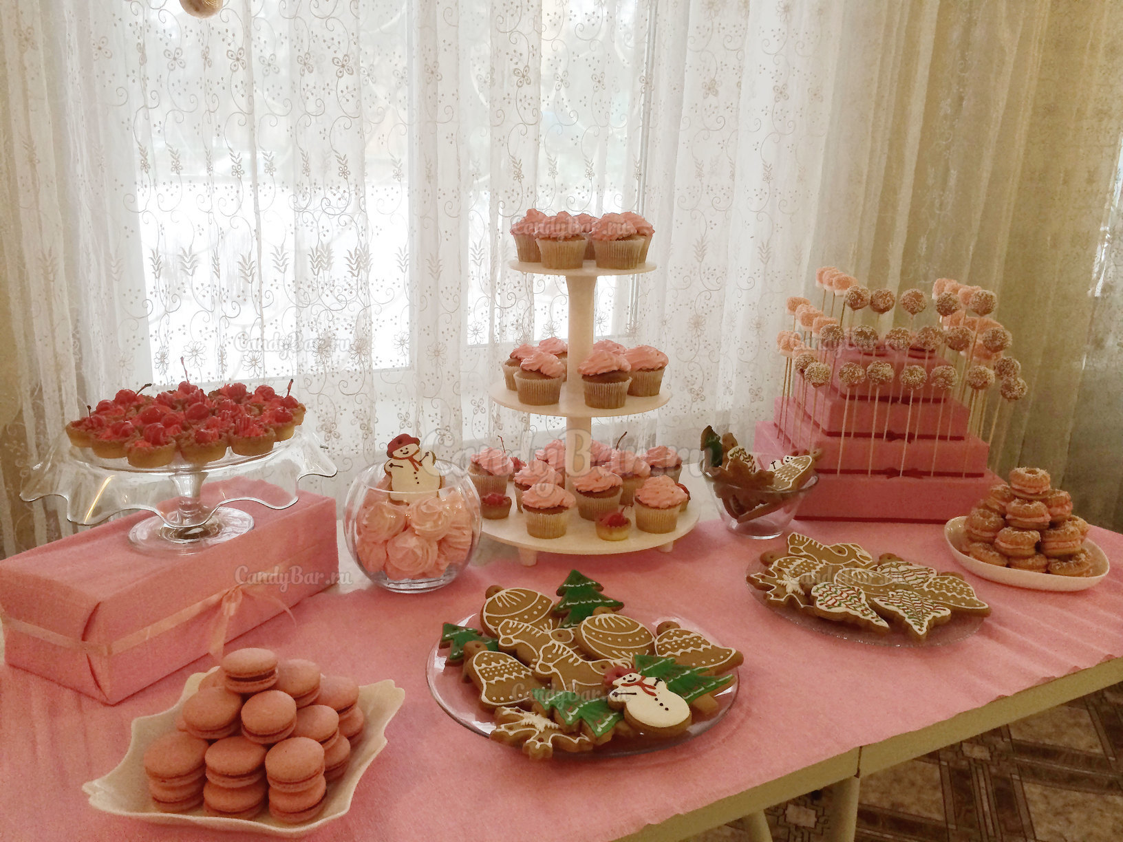 Детский сладкий стол в розовом цвете на праздник в детском доме