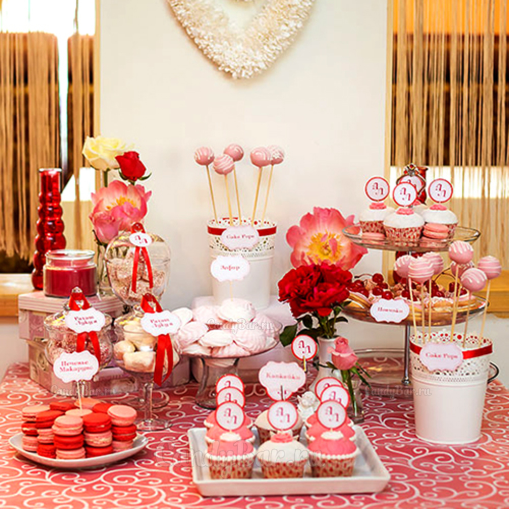 Свадебный сладкий стол в красном цвете