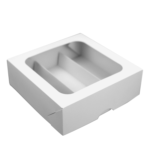 Коробка МГК 9-15-18 макарун квадратная белая