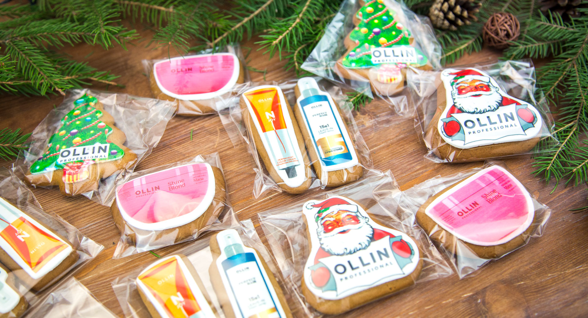 Корпоративные подарочные наборы от компании OLLIN - печенье с логотипом в брендированной коробочке