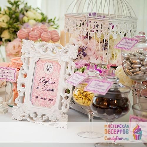Свадебный сладкий стол в фиалковом цвете