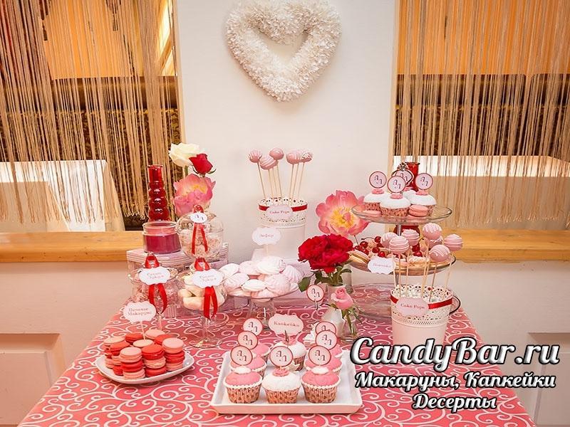 Сладкий стол на свадьбу в розовм цвете
