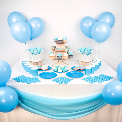 Комплект из 58 десертов и декора - голубой