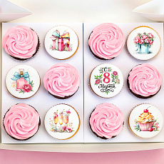 Капкейки "Флоренция" с кремом и мастикой, 12 шт