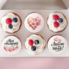 Капкейки с мастикой и ягодами Любимой Маме  6 шт