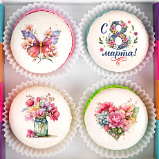 Макаруны к 8 марта "Цветы для красавицы" 4 шт