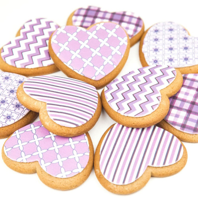 Набор печенья Сердечки, фиолетовый, 10 шт