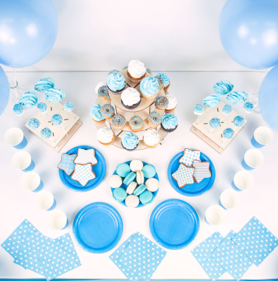 Комплект из 58 десертов и декора - голубой