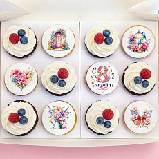 Капкейки - С 8 марта 12 шт