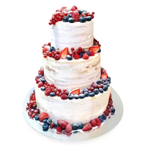 Торт на свадьбу с ягодами - 3 яруса