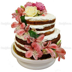 Голый торт с цветами на свадьбу